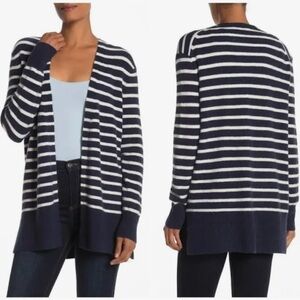 MADEWELL Soft Walker Stripe Open Cardigan Sweater SZ S Navy White